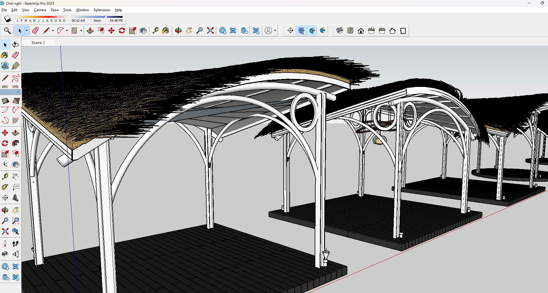Sketchup chòi nghỉ sân vườn cảnh quan